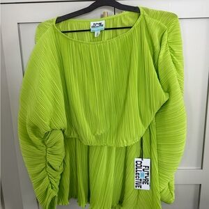 Lime Green Women's Crop Top & Skirt Set